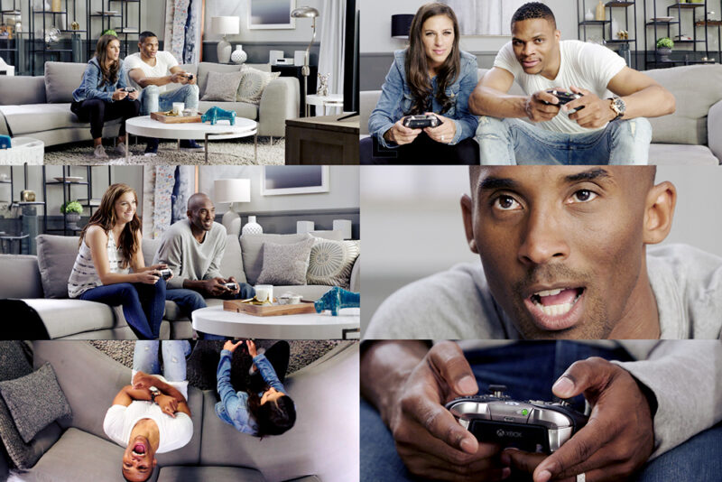 Storyboard of EA Sports game Advertisement with Kobe Bryant and Russell Westbrook playing xbox filmed by LOMA Media